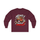 Money Makes Moves Teddy Bear Graphic Long Sleeve Shirt