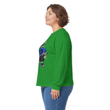 Skateboard Bunny Long Sleeve Tee — Blue Rabbit Skate Graphic