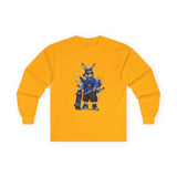 Skateboard Bunny Long Sleeve Tee — Blue Rabbit Skate Graphic