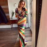 Printed Fashion Slim-fit Long-sleeve Bodycon Dress For Women - Picture Color
