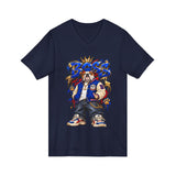 Blue Boss Streetwear Graphic V-Neck T-Shirt