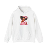 Girls' Pink Sipper Hoodie — Cute Afro Puff Girl Graphic Sweatshirt