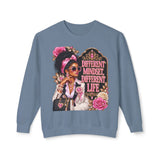Crewneck Sweatshirt — 'Different Mindset, Different Life' Floral Afrocentric Design