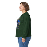 Skateboard Bunny Long Sleeve Tee — Blue Rabbit Skate Graphic