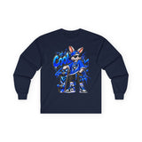 Blue Graffiti Bunny Graphic Long Sleeve T-Shirt