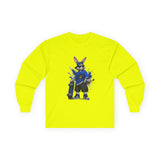 Skateboard Bunny Long Sleeve Tee — Blue Rabbit Skate Graphic