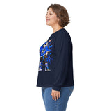 Blue Graffiti Bunny Graphic Long Sleeve T-Shirt