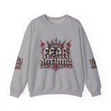 Crewneck Sweatshirt – 'Fear Nothing' Gothic Crown Graphic