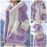 Multicolor patchwork hooded short fashion jacket - Black