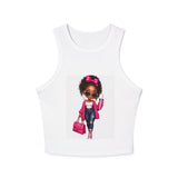 Cute Afro Girl Graphic Racer Tank Top — Pink Fashionista Design