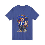 Blue Boss Streetwear Graphic V-Neck T-Shirt