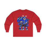 Blue Graffiti Bunny Graphic Long Sleeve T-Shirt