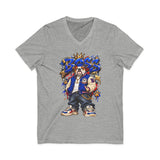 Blue Boss Streetwear Graphic V-Neck T-Shirt