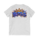 Blue Boss Streetwear Graphic V-Neck T-Shirt