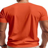 Men's Full Size Casual V-Neck Short Sleeve T-Shirt Plus Size - Brown