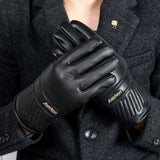 Men's plus velvet thermal winter gloves with soft insulated lining.