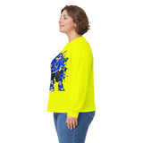 Blue Graffiti Bunny Graphic Long Sleeve T-Shirt