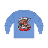 Money Makes Moves Teddy Bear Graphic Long Sleeve Shirt