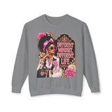 Crewneck Sweatshirt — 'Different Mindset, Different Life' Floral Afrocentric Design