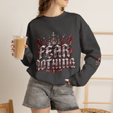 Crewneck Sweatshirt – 'Fear Nothing' Gothic Crown Graphic