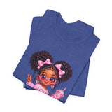 Cute Girl Graphic Tee — Pink Cartoon Doll Illustration T-Shirt
