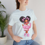 Cute Girl Graphic Tee — Pink Cartoon Doll Illustration T-Shirt