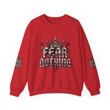 Crewneck Sweatshirt – 'Fear Nothing' Gothic Crown Graphic
