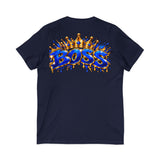 Blue Boss Streetwear Graphic V-Neck T-Shirt