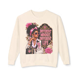 Crewneck Sweatshirt — 'Different Mindset, Different Life' Floral Afrocentric Design