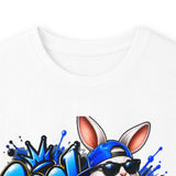 Blue Graffiti Bunny Graphic Long Sleeve T-Shirt