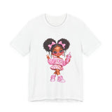 Cute Girl Graphic Tee — Pink Cartoon Doll Illustration T-Shirt