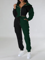 Fashion Double Mixed Color Hooded Autumn Suit