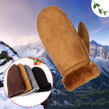 Winter thermal suede gloves with soft faux fur lining for cold-weather comfort.