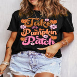 Letter Graphic Round Neck Short Sleeve T-Shirt - Black