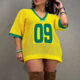 World Cup V-Neck Oversize Sweater - Yellow