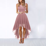 Women's Fashion Temperament Splicing Large Hem Chiffon Dress - Wine Red