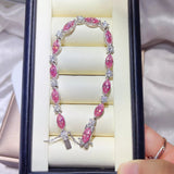 925 Sterling Silver Moissanite Bracelet - Pink