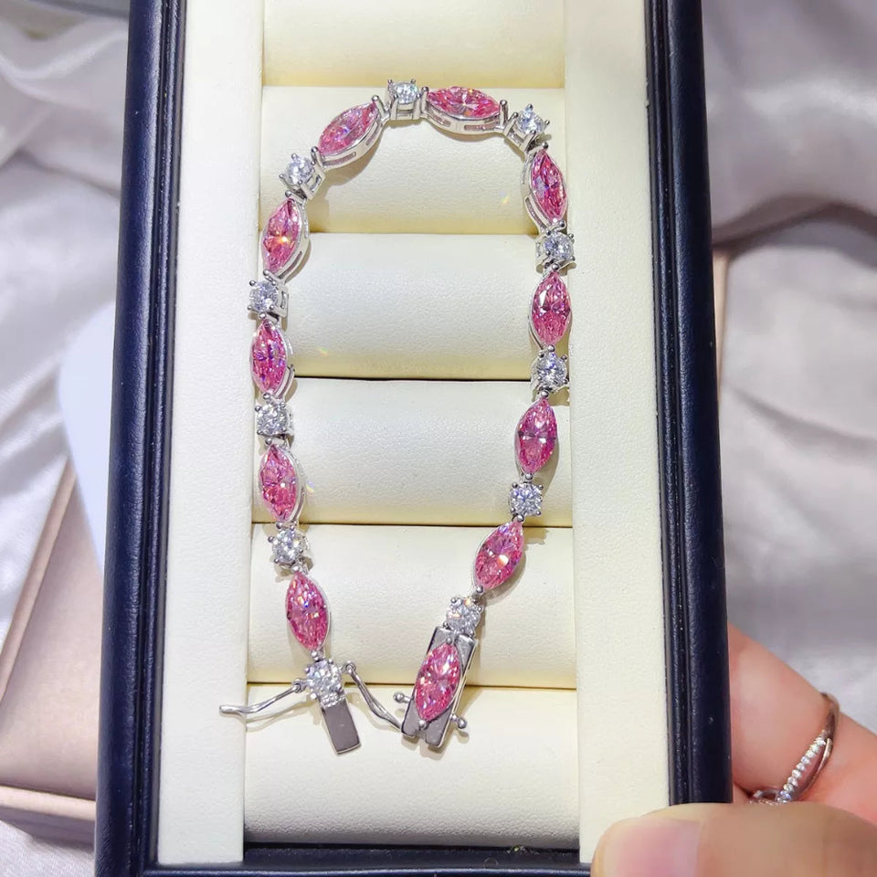 925 sterling silver moissanite bracelet with brilliant sparkling gemstones.