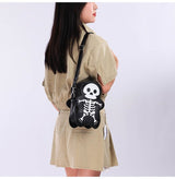 Halloween Skull Shoulder Bag Y2K Fashion Funny Cute Messenger Crossbody - Khaki