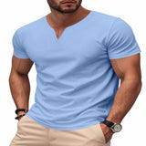 Men's Full Size Casual V-Neck Short Sleeve T-Shirt Plus Size - Black