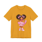 Cute Girl Graphic Tee — Pink Cartoon Doll Illustration T-Shirt