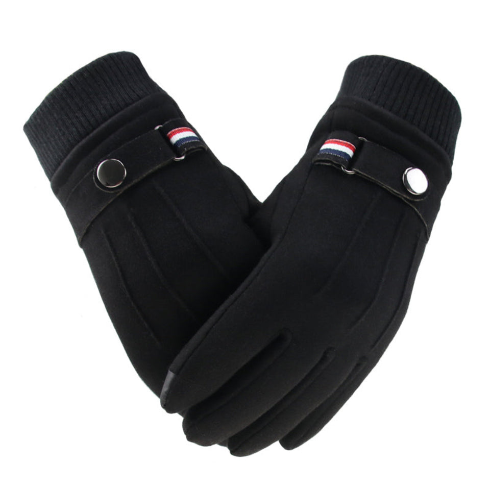 Men's suede winter gloves with soft insulated lining.