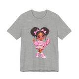 Cute Girl Graphic Tee — Pink Cartoon Doll Illustration T-Shirt