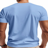 Men's Full Size Casual V-Neck Short Sleeve T-Shirt Plus Size - Black