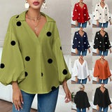 Niche Fashionable French Polka Dot Half-open Collar Design Loose Bubble - Red Polka Dot