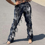 Street Fashion Tassel Ripped Skinny Casual Women's Trousers