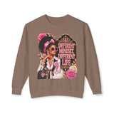 Crewneck Sweatshirt — 'Different Mindset, Different Life' Floral Afrocentric Design