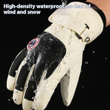 Winter ski windproof touchscreen gloves with warm fleece lining for skiing and cold-weather outdoor activities.