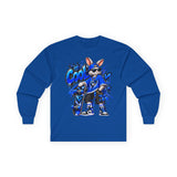 Blue Graffiti Bunny Graphic Long Sleeve T-Shirt