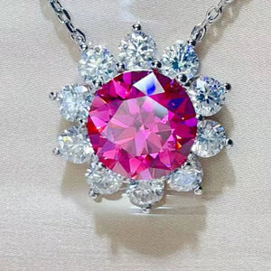 5 carat moissanite pendant necklace in 925 sterling silver with a brilliant sparkling gemstone.